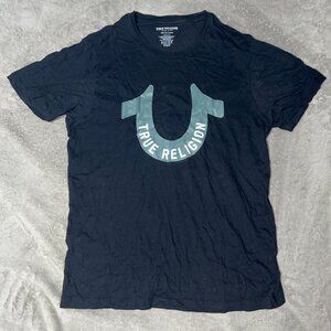 True Religion Black Tee Size M / Gray Horseshoe Logo